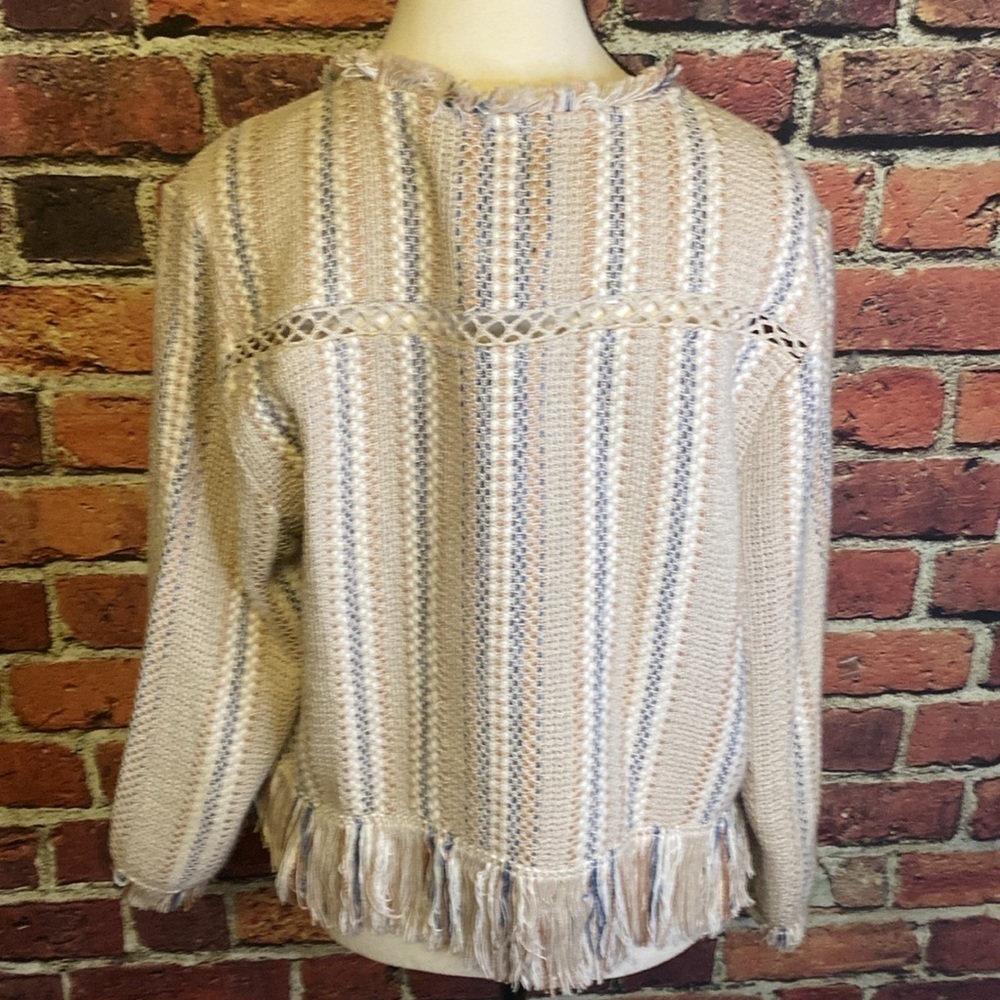 Nic + Zoe DASHING Days Boho Fringe Open Front Jacket Size - Picture 10 of 14